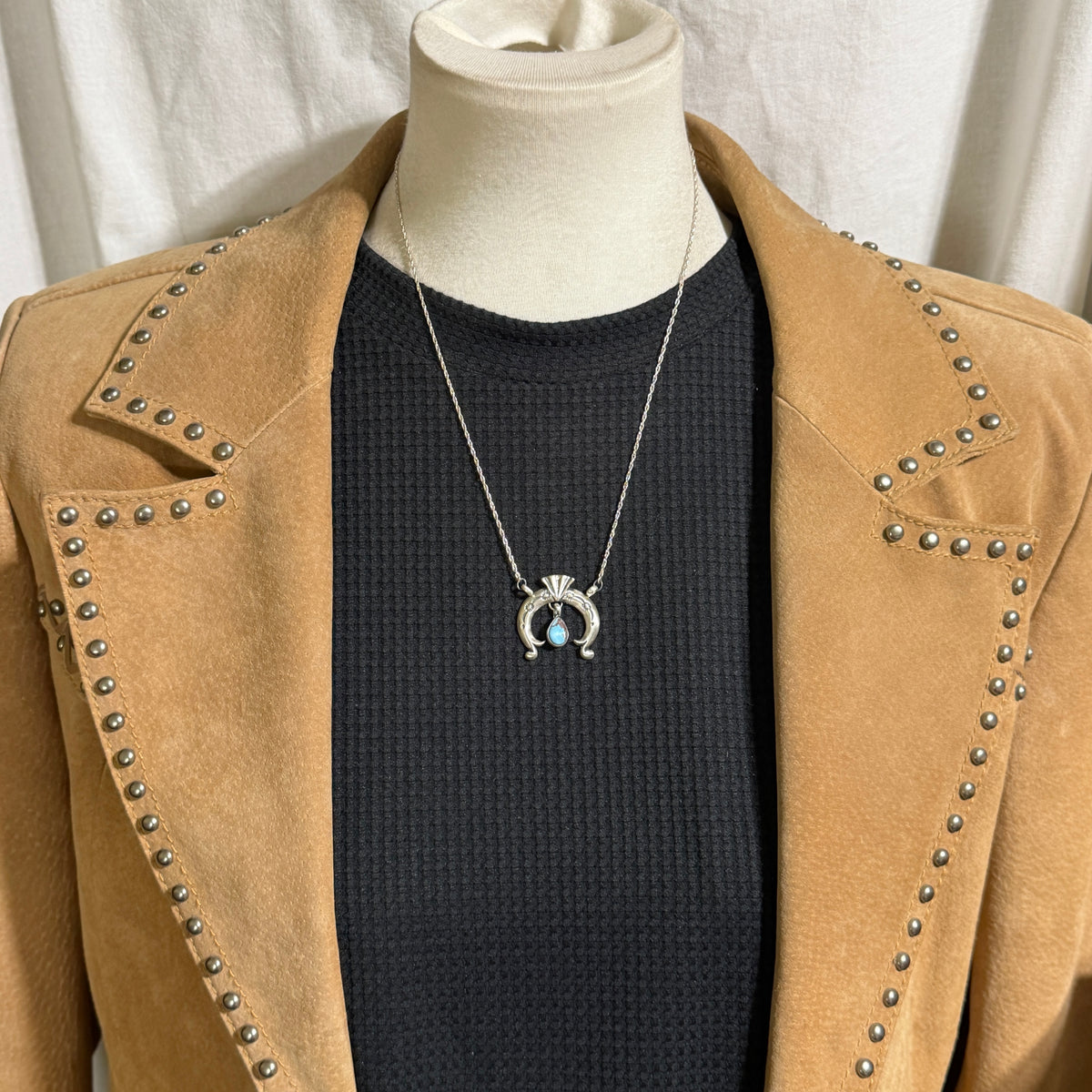20" Golden Hills Turquoise Naja Necklace Sterling Silver Gary Shorty NK48