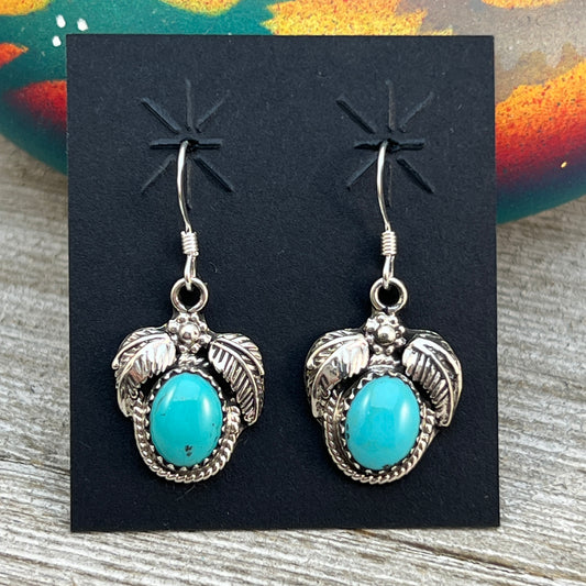 Small Turquoise dangle earrings sterling silver turquoise Sharon McCarthy 415