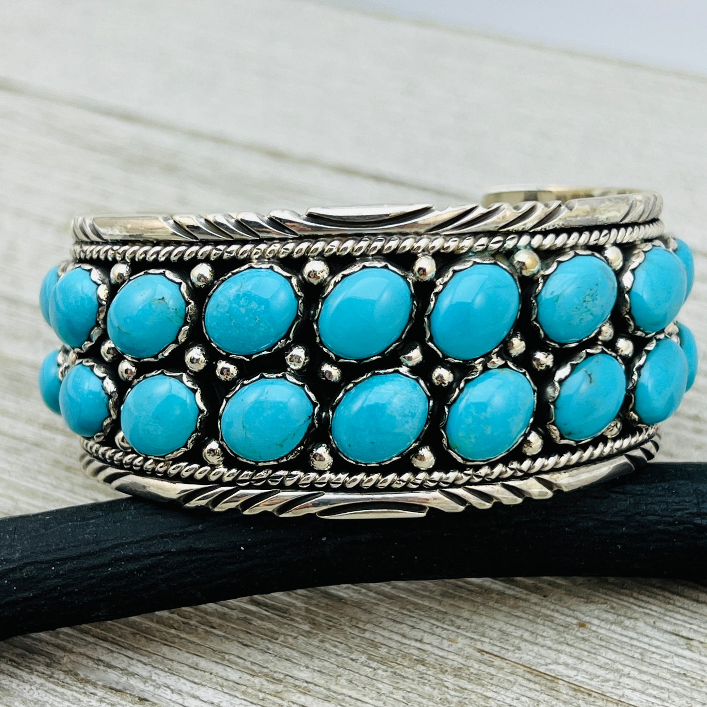6 1/2" Blue Kingman Turquoise cuff bracelet sterling silver Jennifer Calliditto  BR6
