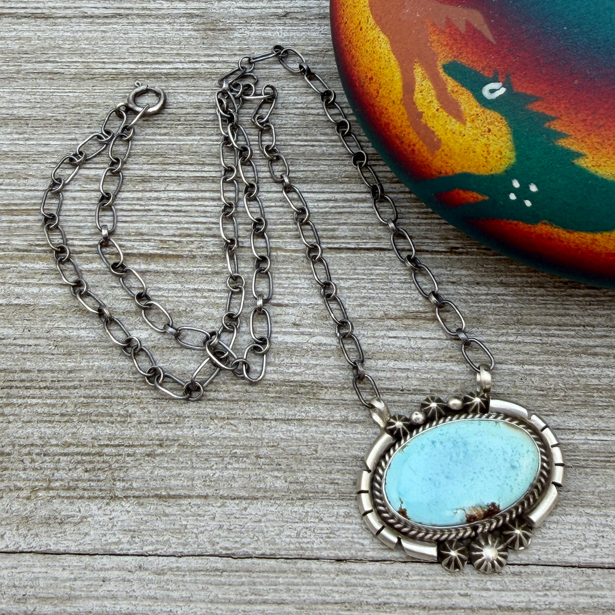 Golden Hills turquoise station necklace Sterling Silver Navajo Samuel Yellowhair NK36