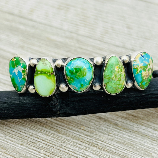 6 1/8" Sonoran polychrome Turquoise cuff bracelet sterling silver Darrell Morgan BR27
