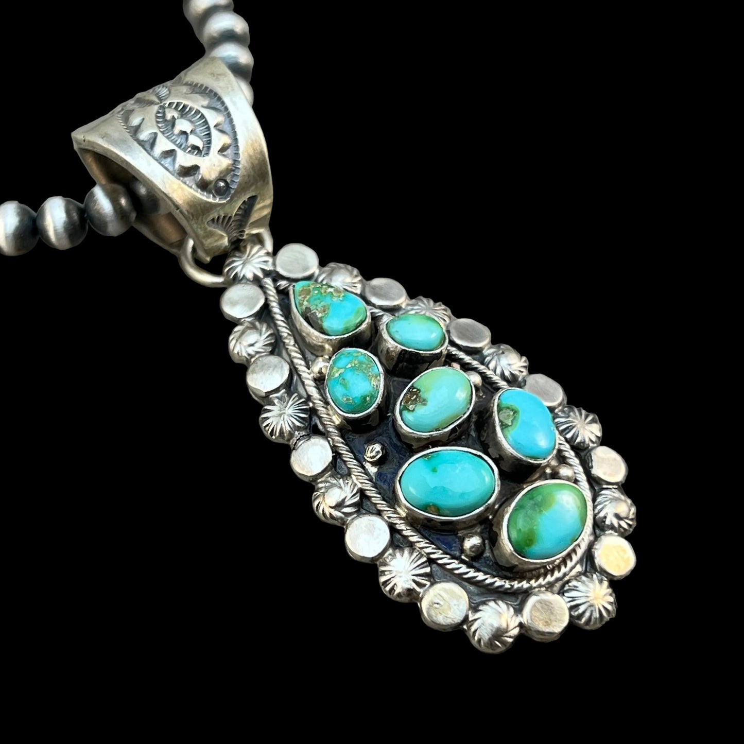 17" Necklace Sonoran Turquoise Adrienne Gordon Navajo handmade sterling silver