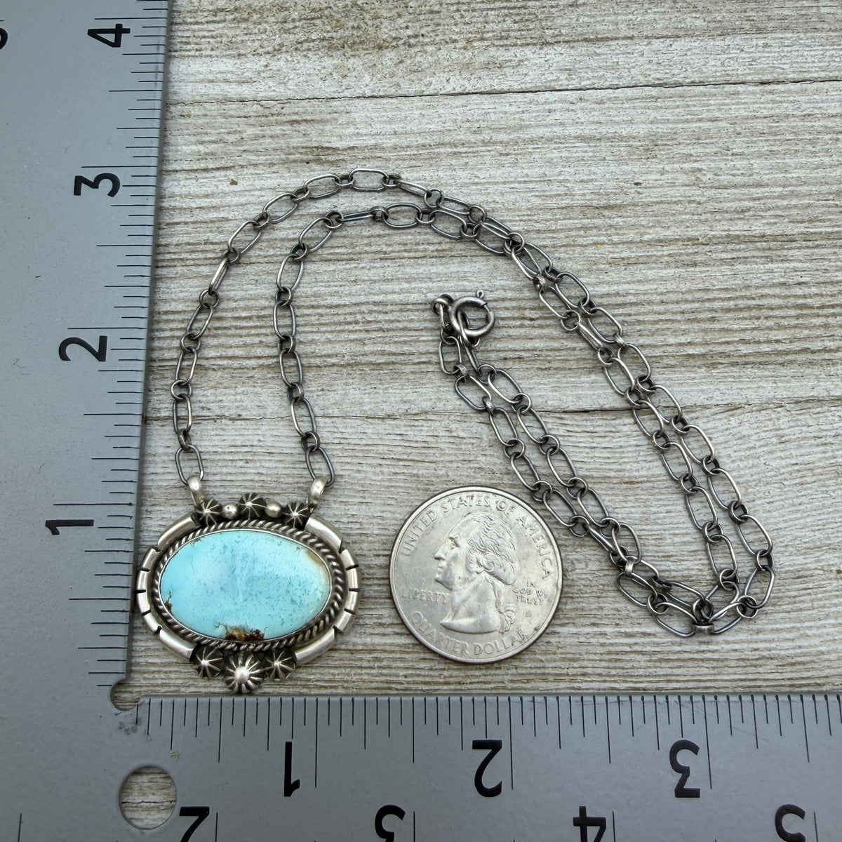 Golden Hills turquoise station necklace Sterling Silver Navajo Samuel Yellowhair NK36