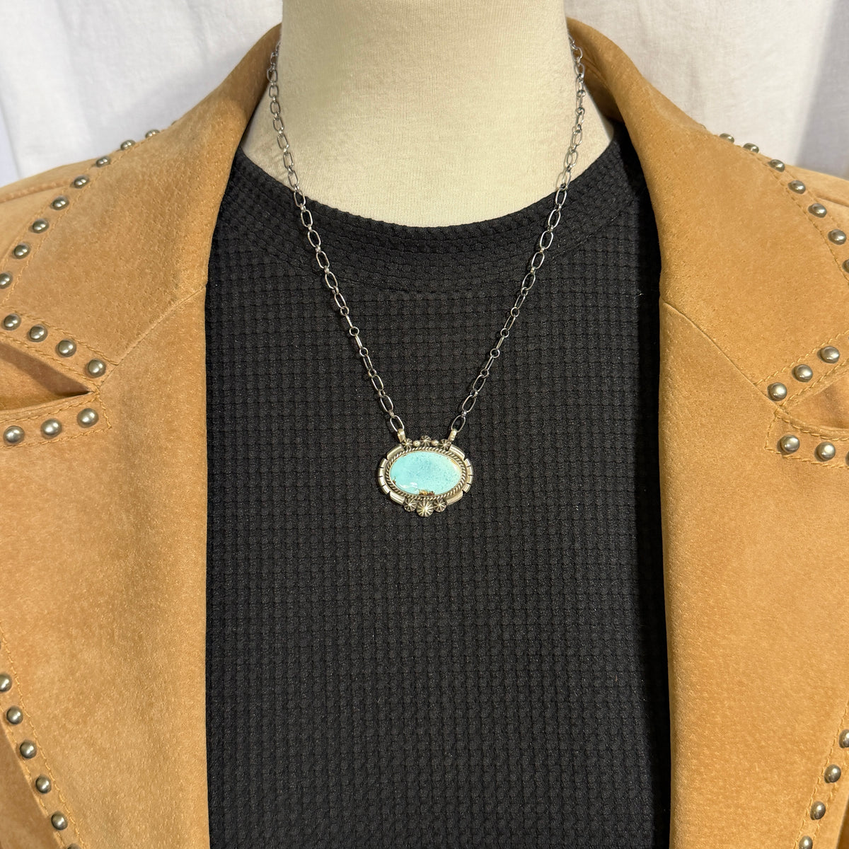 Golden Hills turquoise station necklace Sterling Silver Navajo Samuel Yellowhair NK36