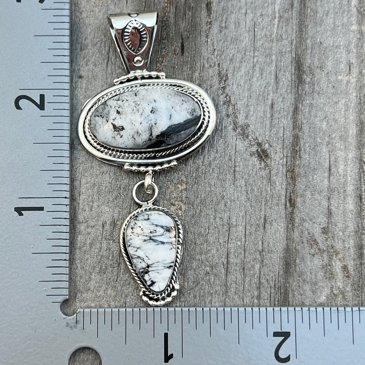 White Buffalo Pendant Sterling silver Navajo Handmade Mike Smith 523