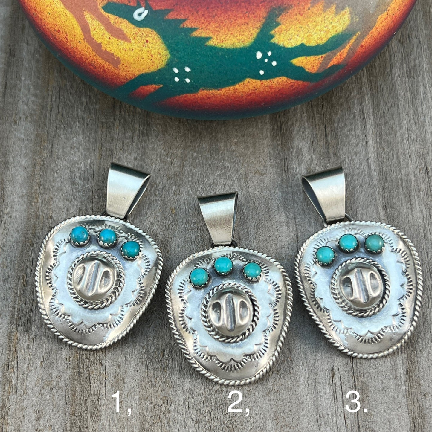 Cowboy hat pendant Turquoise sterling silver Navajo handmade Bobby Platero