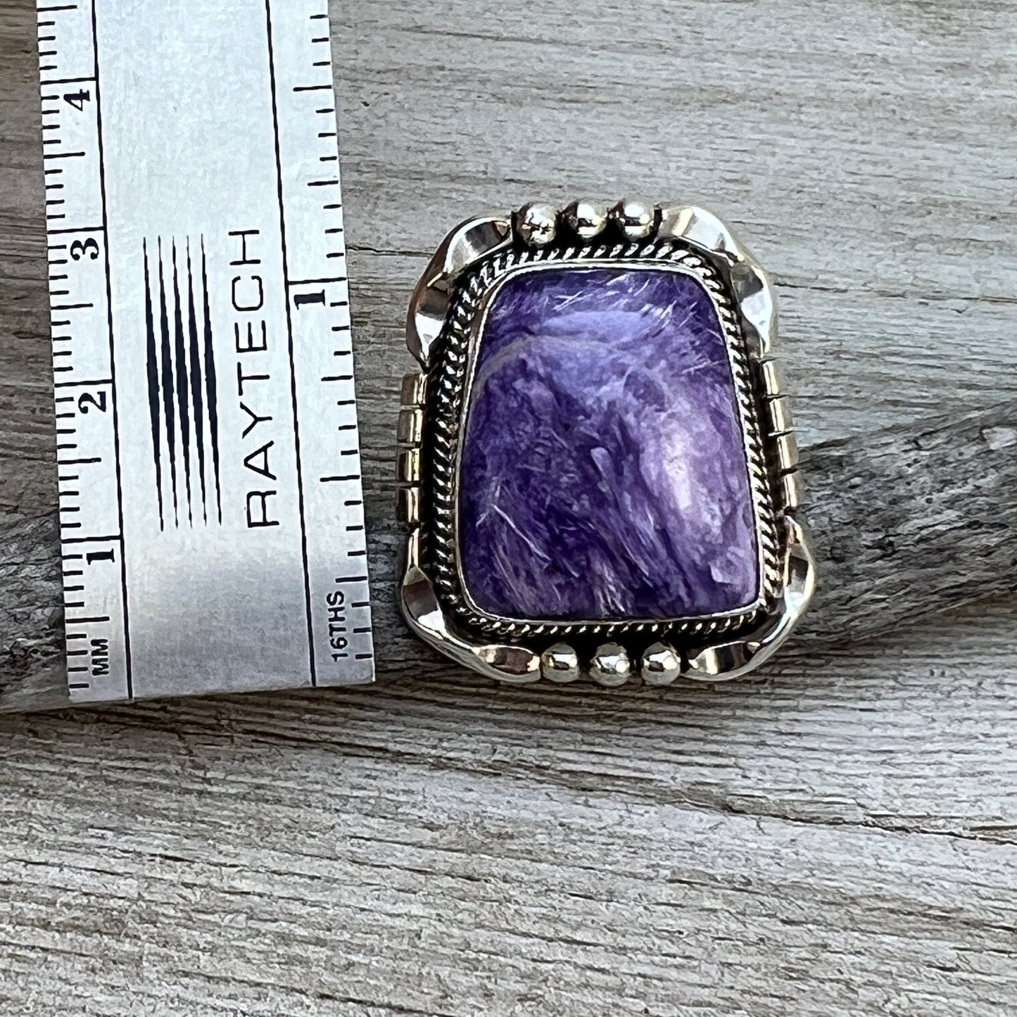 Size 7 Charoite sterling silver handmade ring #10 Navajo Samuel Yellowhair