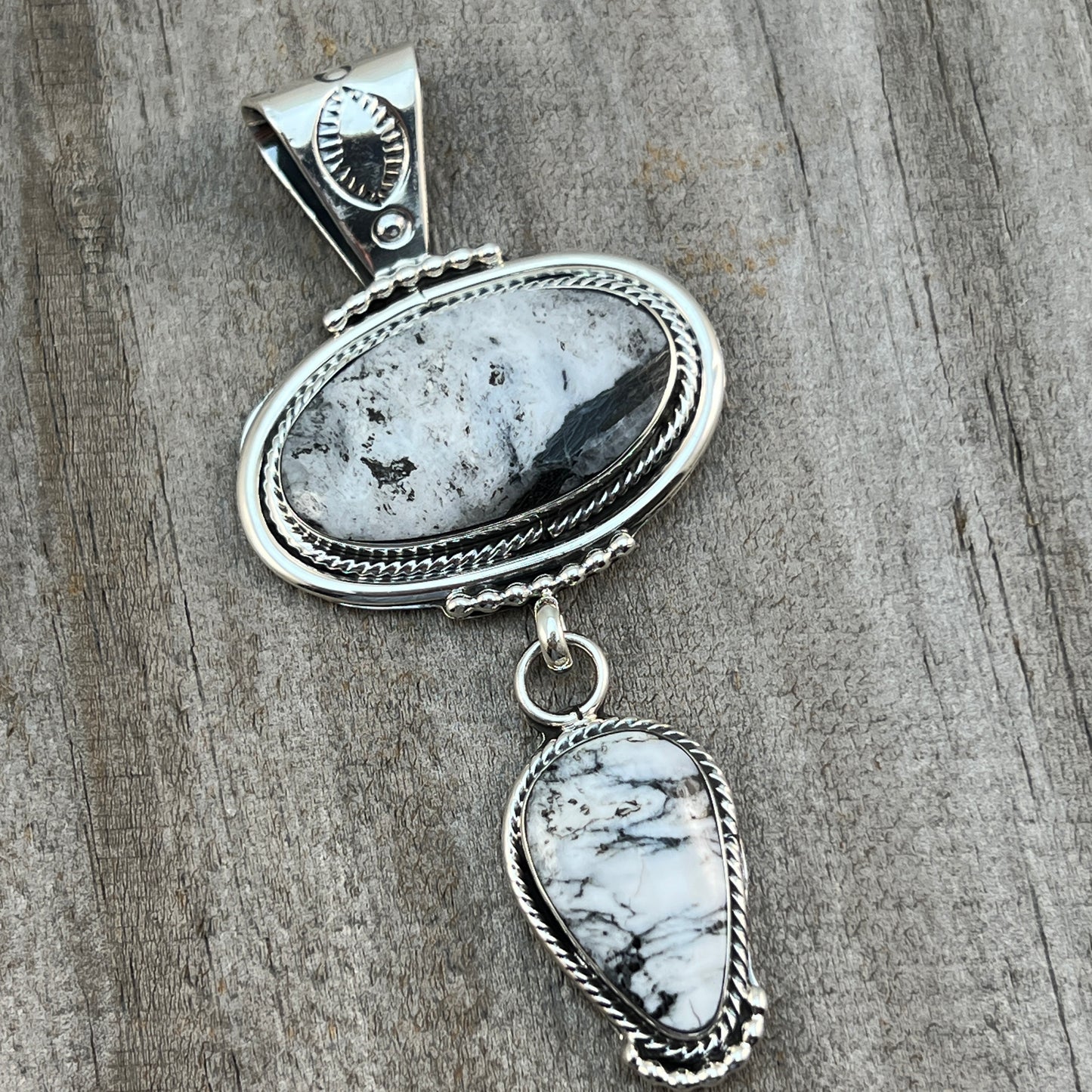 White Buffalo Pendant Sterling silver Navajo Handmade Mike Smith 523