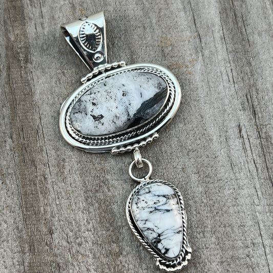 White Buffalo Pendant Sterling silver Navajo Handmade Mike Smith 523