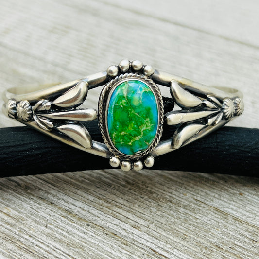 6 1/4" Sonoran Gold polychrome Turquoise cuff bracelet sterling silver Bobby Platero BR13