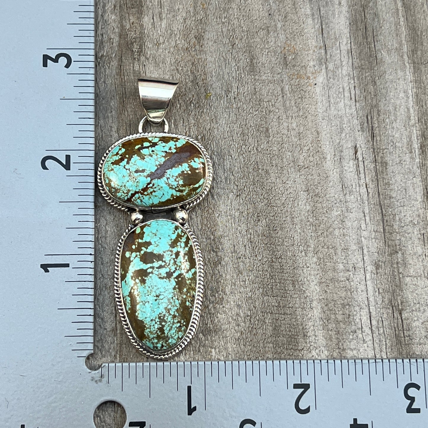 Natural #8 turquoise pendant Burt Francisco Sterling Silver Navajo Handmade 569