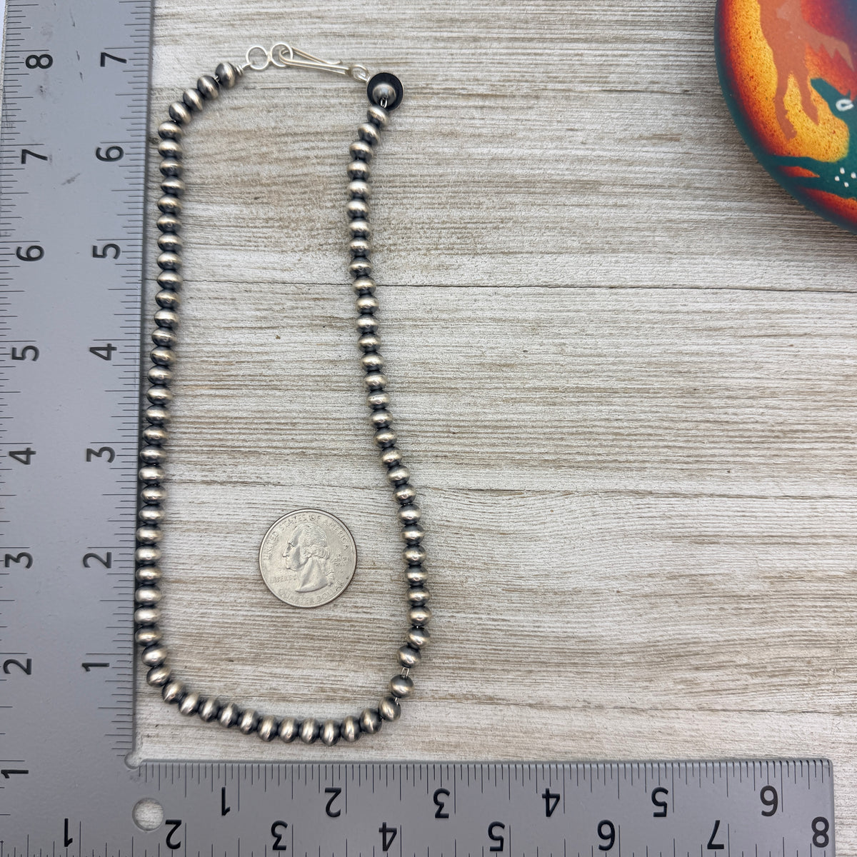 16" Sterling silver Navajo handmade 6mm oval bead Pearl necklace Bryannen Halwood