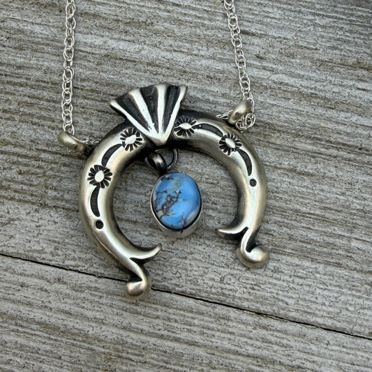 17 1/2" Golden Hills Turquoise Naja Necklace Sterling Silver Gary Shorty NK45
