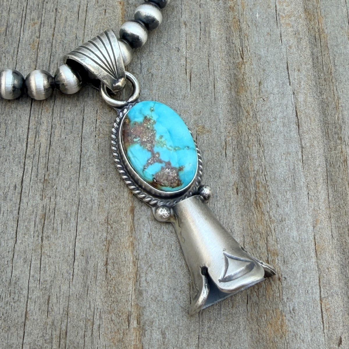 16" Sonoran Turquoise Squash Blossom Necklace Sharon McCarthy Sterling silver NK50