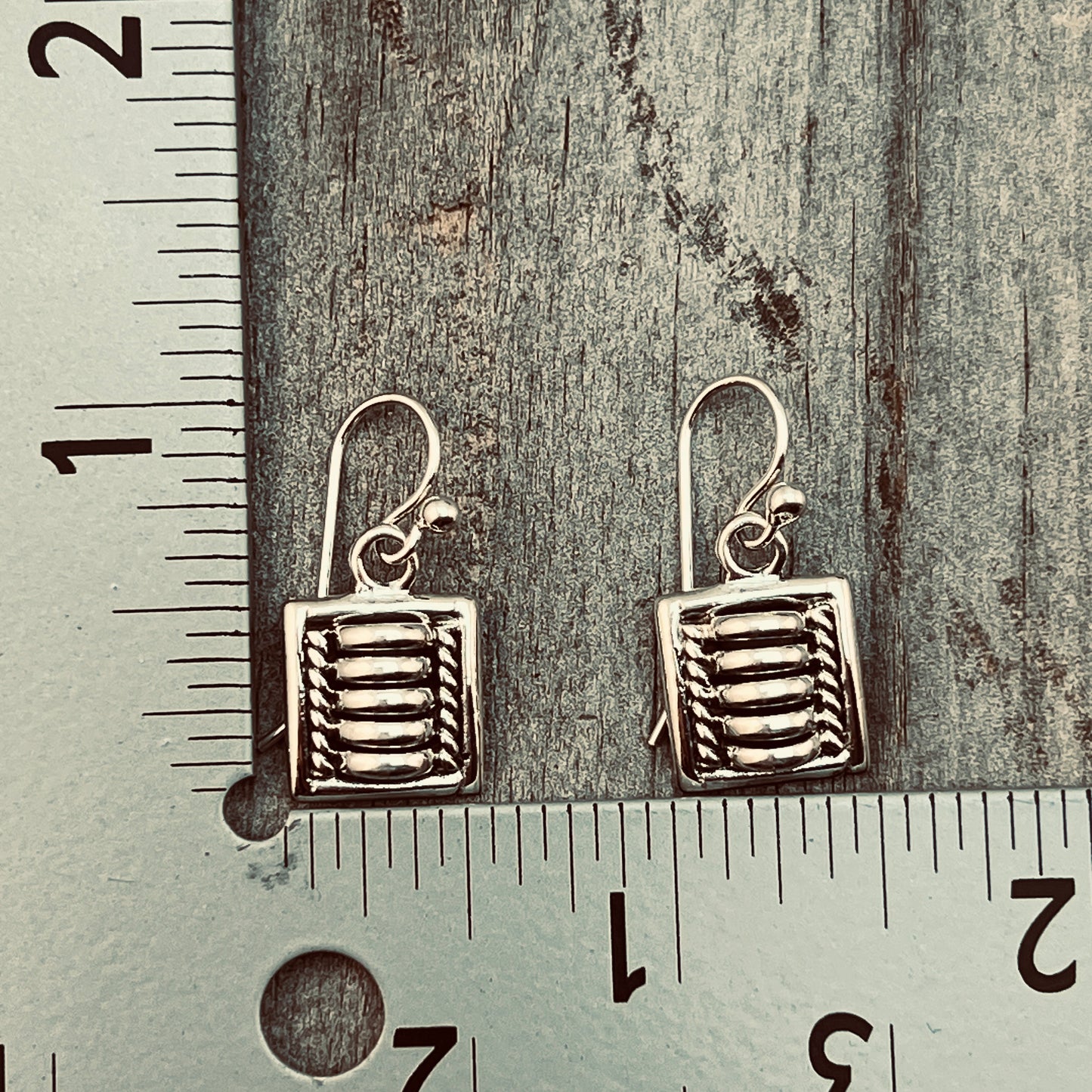 Modern Small Square dangle Earrings Handmade by Navajo artist Thomas Tom Charley 638