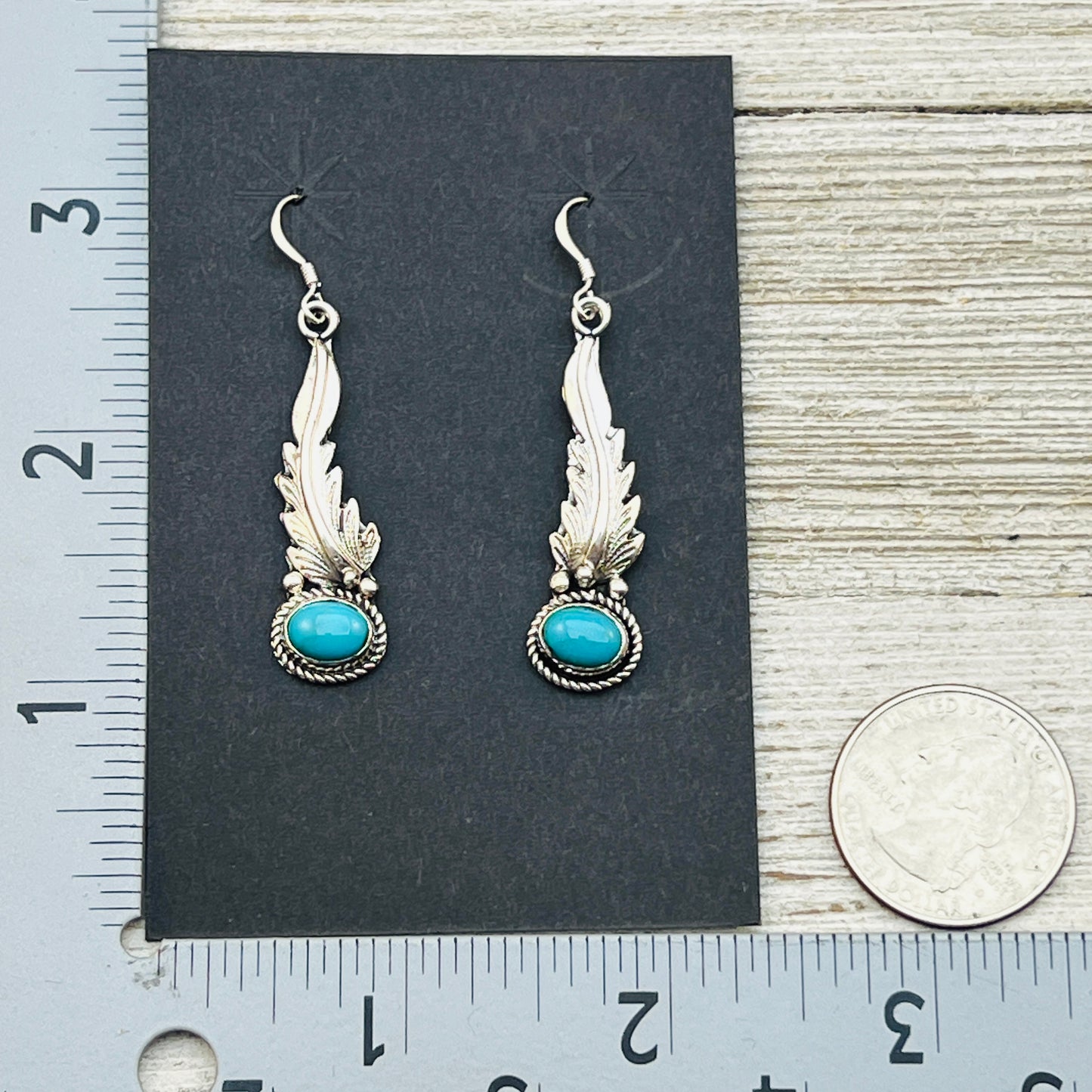 Turquoise  earrings sterling silver Rita Largo Navajo handmade ER38