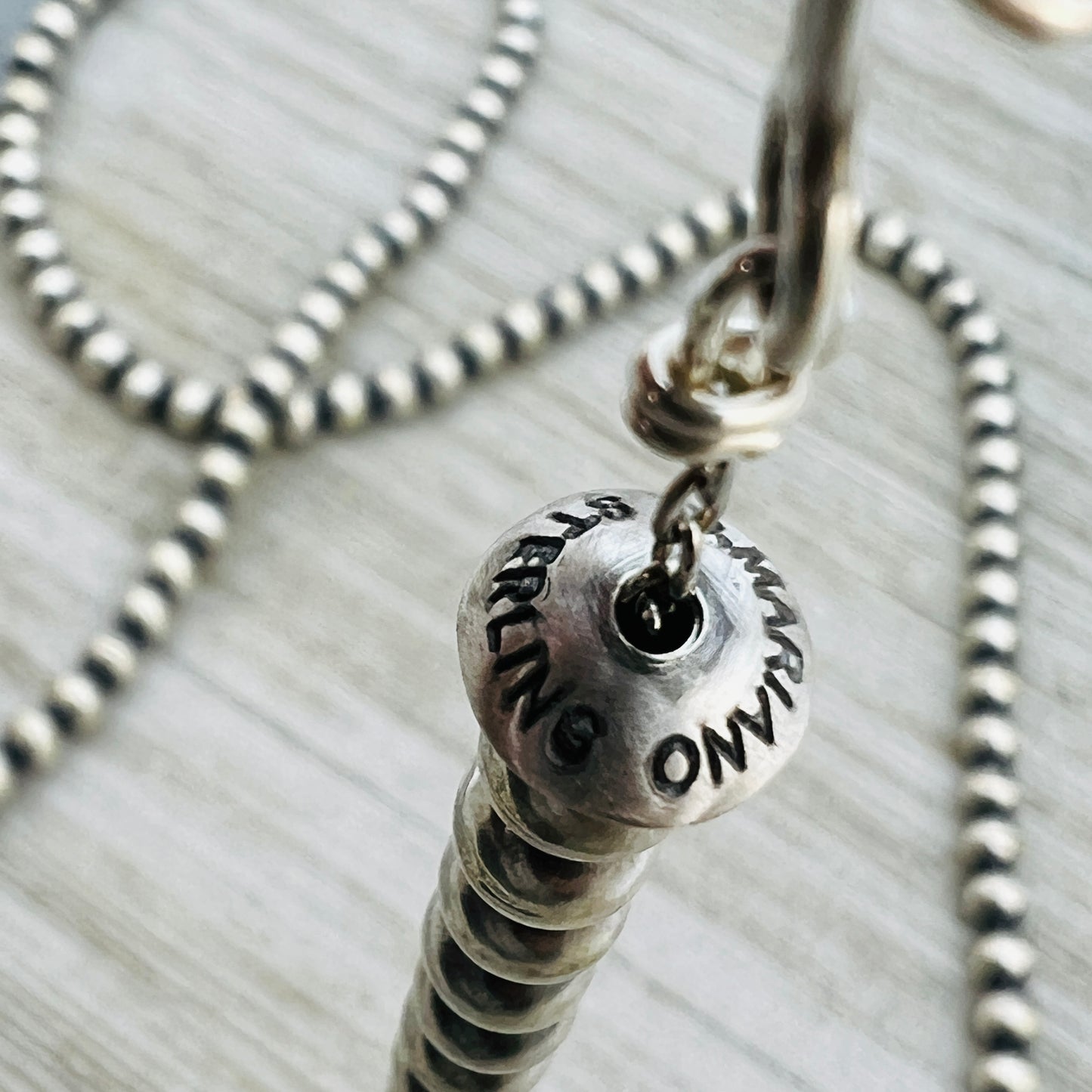 36" Sterling silver handmade Navajo Pearl 6mm round Bead Necklace Dorinda Mariano signed