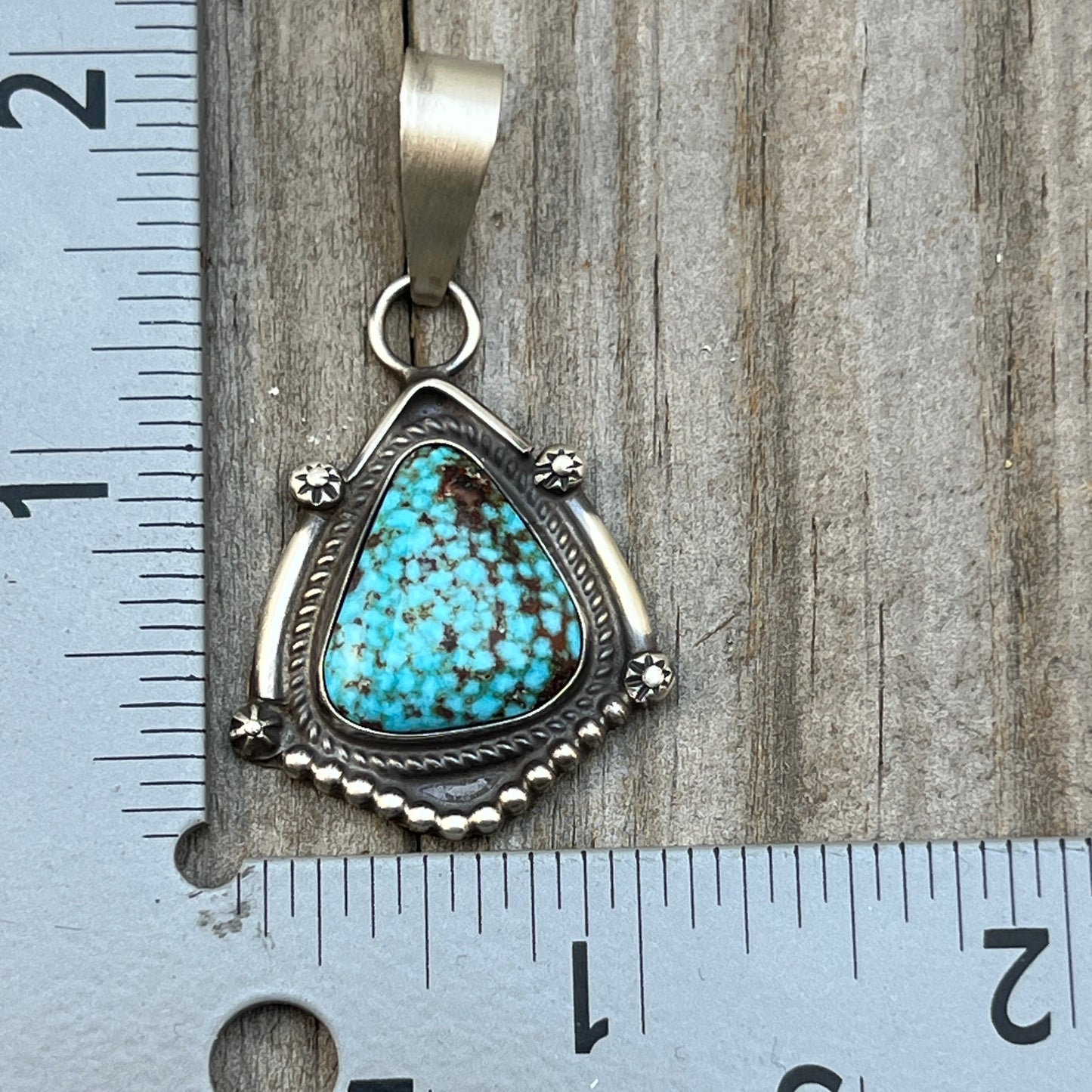 High Grade  Kingman Spiderweb Turquoise pendant sterling silver Leslie Nez Navajo 795