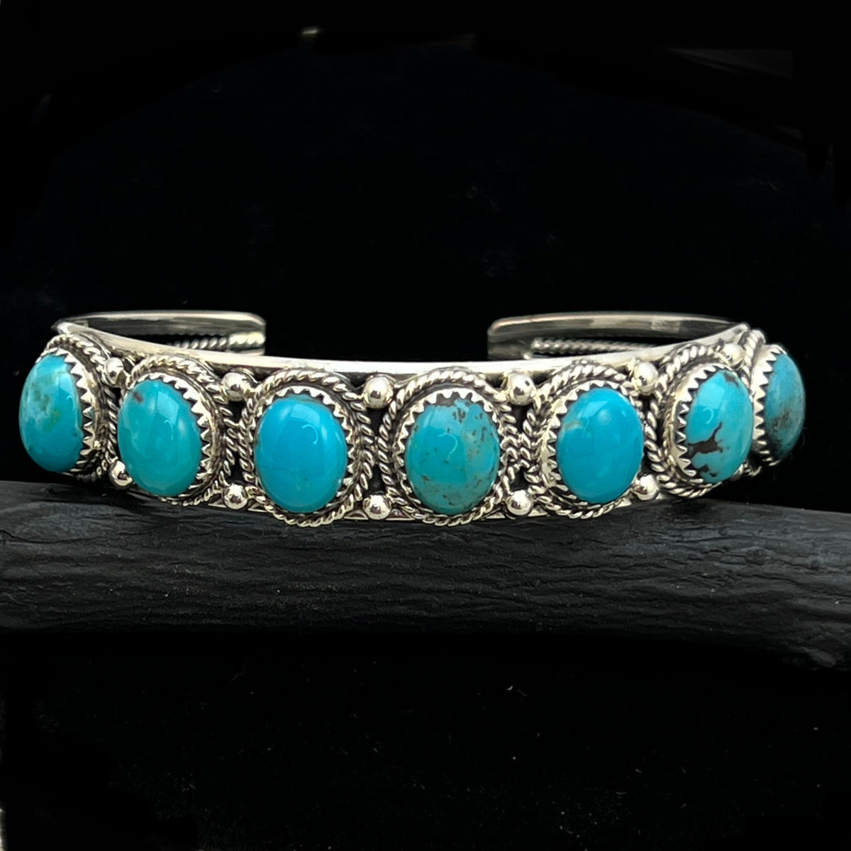 6 3/4" Campitos Turquoise Cuff Bracelet Sterling Silver Verley Betone BR41