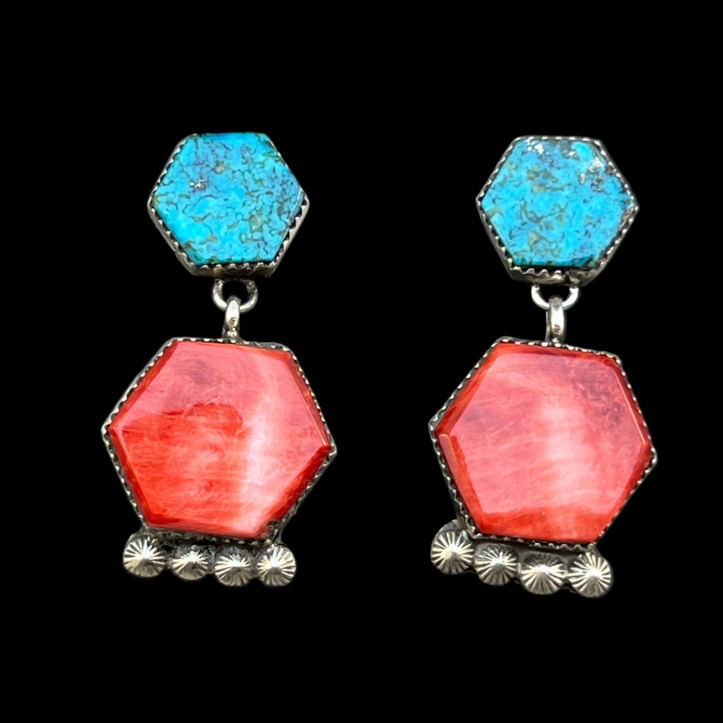 Sterling silver spiny oyster Turquoise Earrings Selena Warner Sterling Silver 837