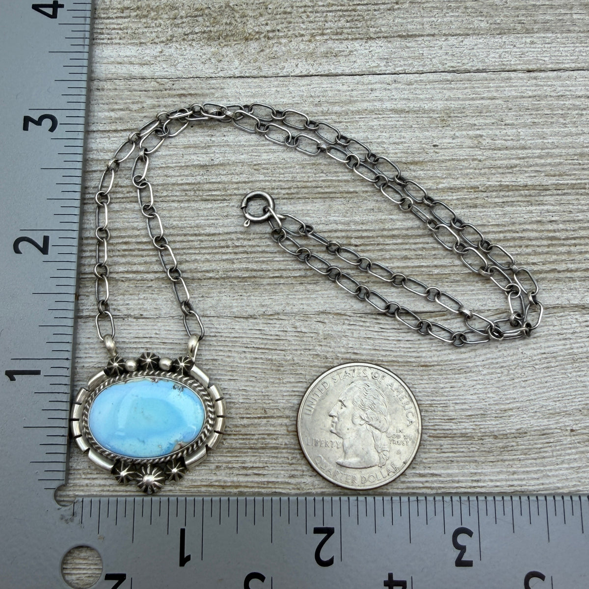 Golden Hills turquoise station necklace Sterling Silver Navajo Samuel Yellowhair NK33