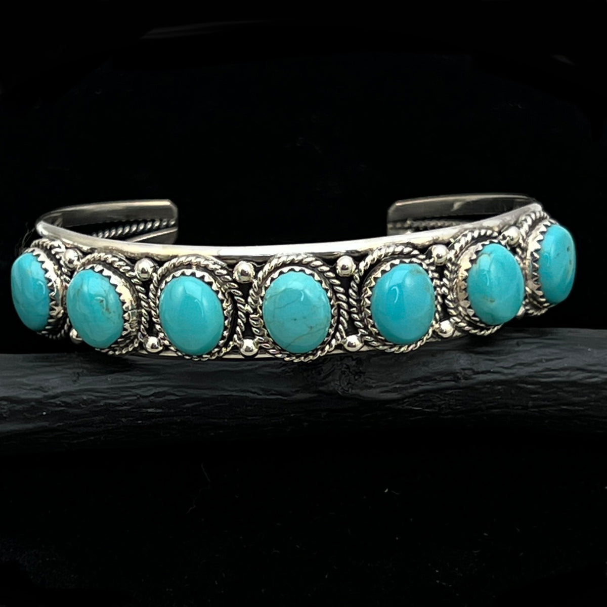 6 3/4" Campitos Turquoise Cuff Bracelet Sterling Silver Verley Betone BR45