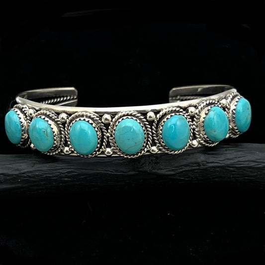 6 3/4" Campitos Turquoise Cuff Bracelet Sterling Silver Verley Betone BR45