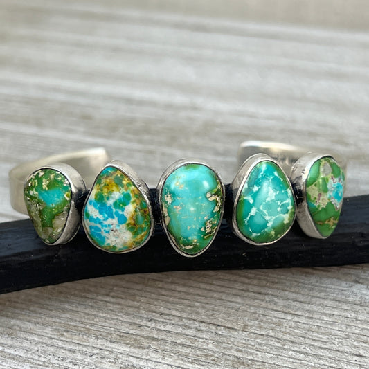 6 1/4" Sonoran Gold Turquoise Cuff Bracelet Sterling silver Navajo Tom Lewis boho