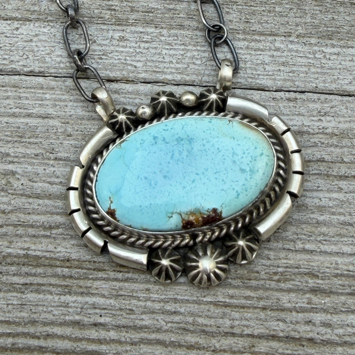 Golden Hills turquoise station necklace Sterling Silver Navajo Samuel Yellowhair NK36