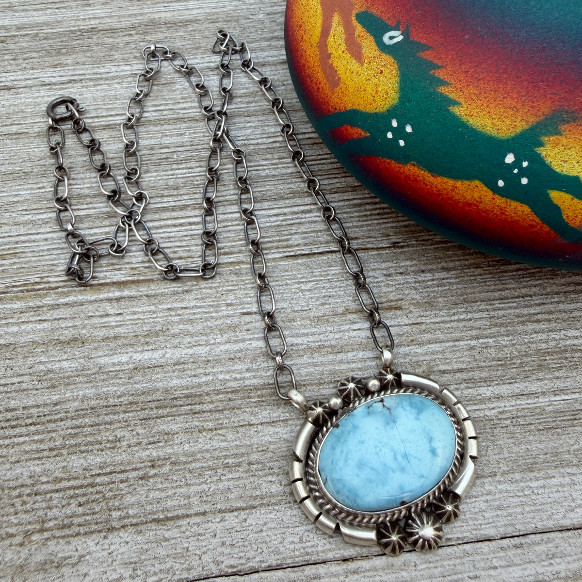 Golden Hills turquoise station necklace Sterling Silver Navajo Samuel Yellowhair NK35