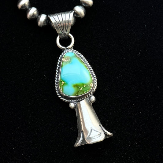 16" Sonoran Turquoise Squash Blossom Necklace Sharon McCarthy Sterling silver NK51