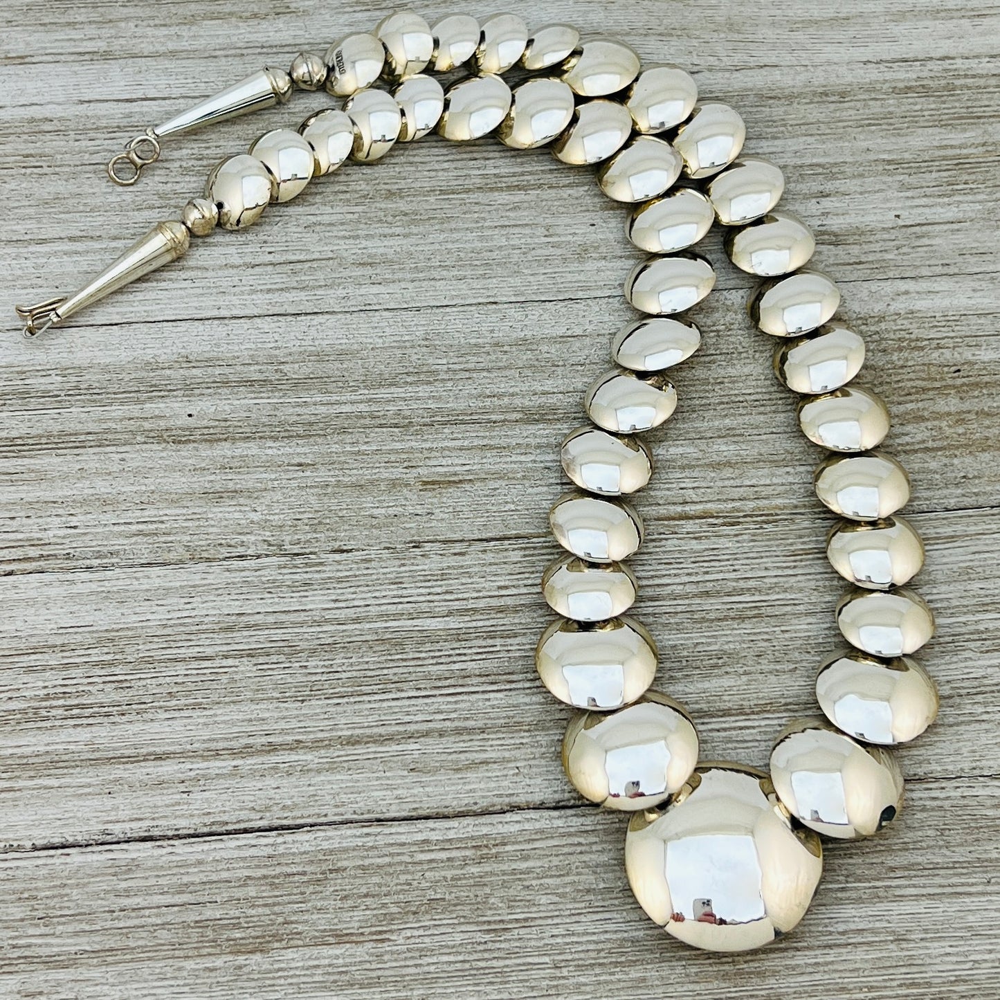 23" pillow Bead necklace earrings set sterling silver Tim Thompson Navajo 730