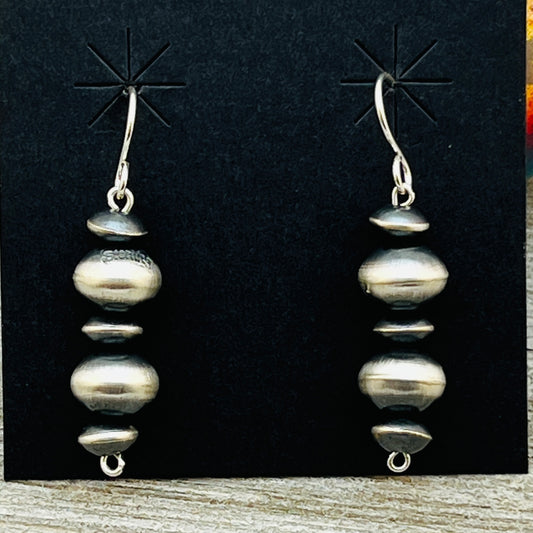 Handmade Sterling silver Navajo Bead Earrings Crystal Haley signed ER11