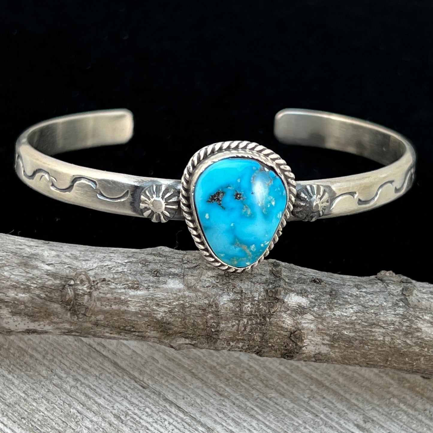 6.25 6.5 6.75 Kingman Turquoise stacker Cuff bracelet #4 Sterling Silver Samuel Yellowhair