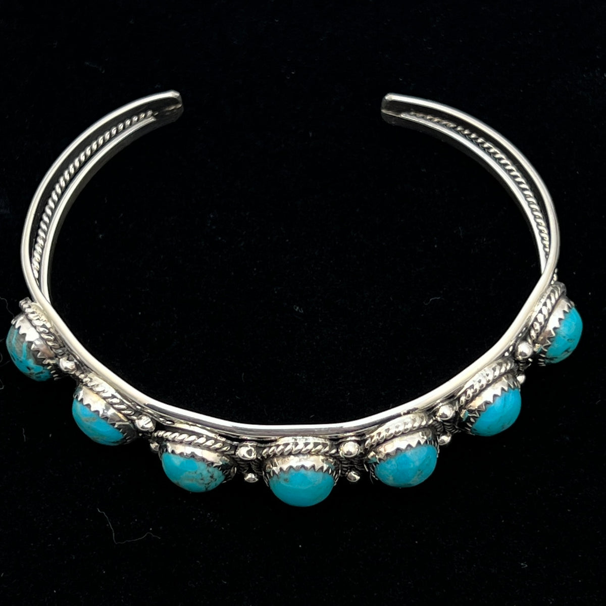 6 3/4" Campitos Turquoise Cuff Bracelet Sterling Silver Verley Betone BR40