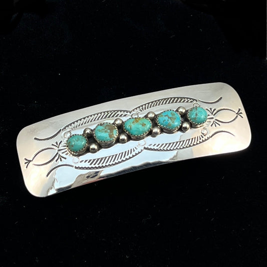 Sterling silver Turquoise Hair Barrette Navajo Jolene Begay 394
