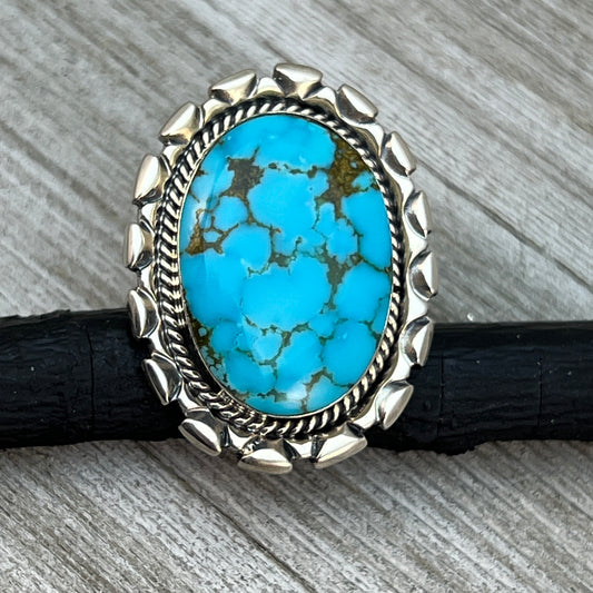 Size 6 Large stone Blue Kingman turquoise statement ring Sterling silver Navajo