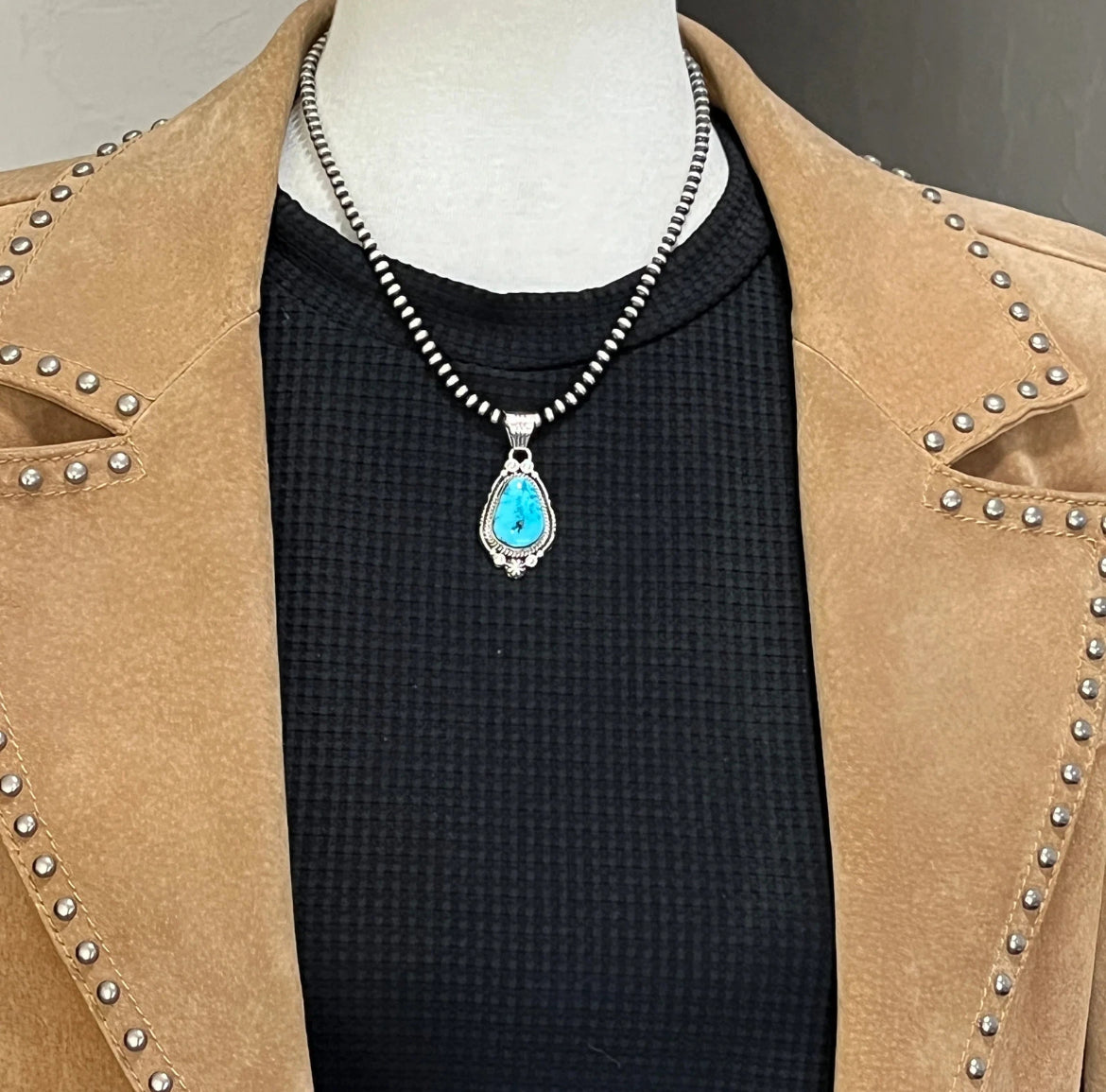 Blue kingman turquoise pendant Daniel Benally Sterling 250