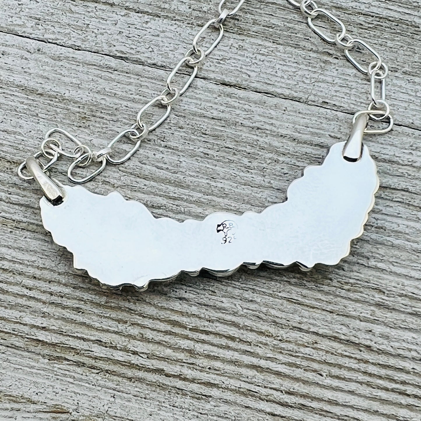 20 3/4" adjustable Blue Campitos 3 stone floral bar necklace Sterling Silver NK22