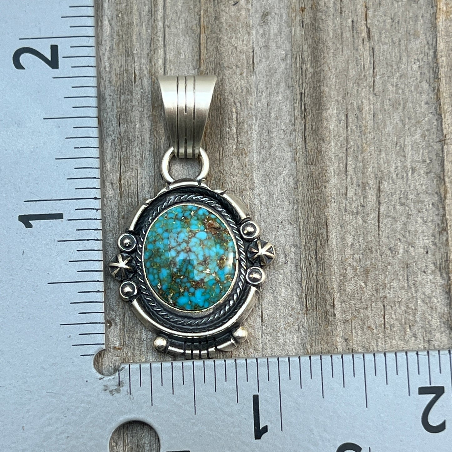 Kingman Turquoise pendant sterling silver Marita Benally Navajo 746