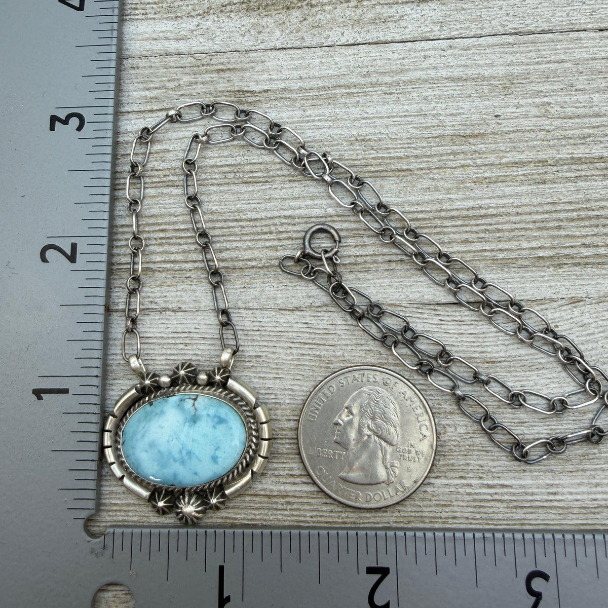 Golden Hills turquoise station necklace Sterling Silver Navajo Samuel Yellowhair NK35