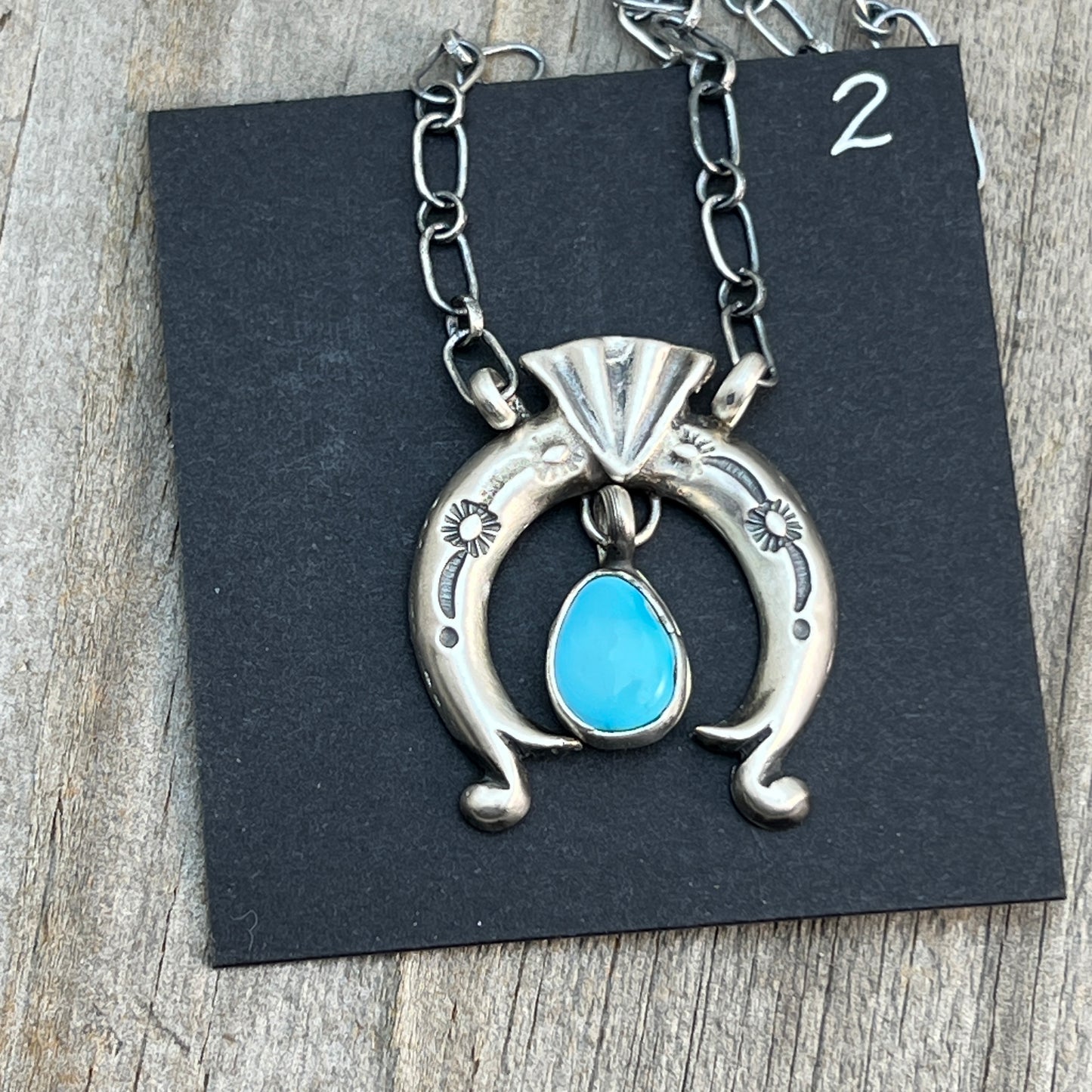 18 1/2" Blue Kingman Turquoise Naja Necklace Sterling silver Navajo Annette Chiquito 706