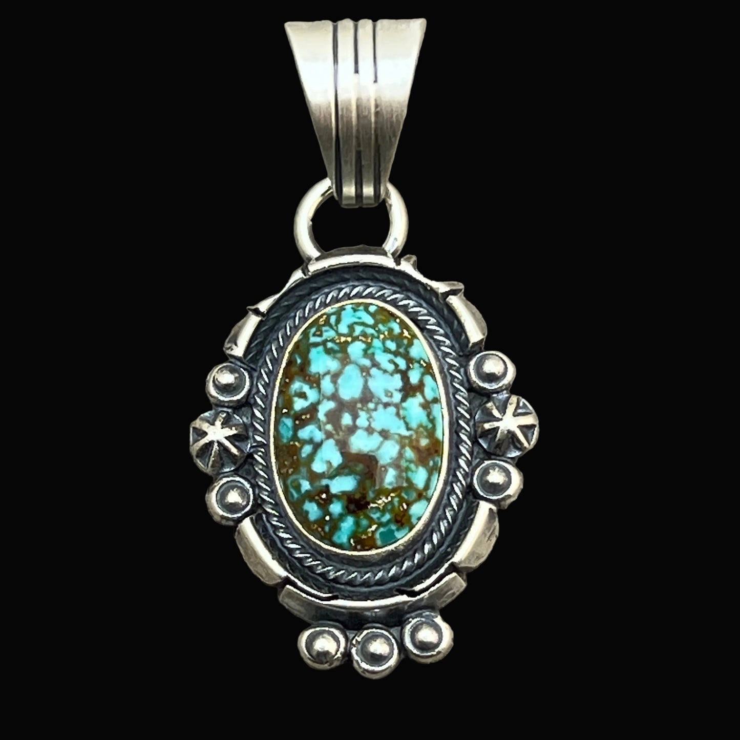 Kingman Turquoise pendant sterling silver Marita Benally Navajo 752