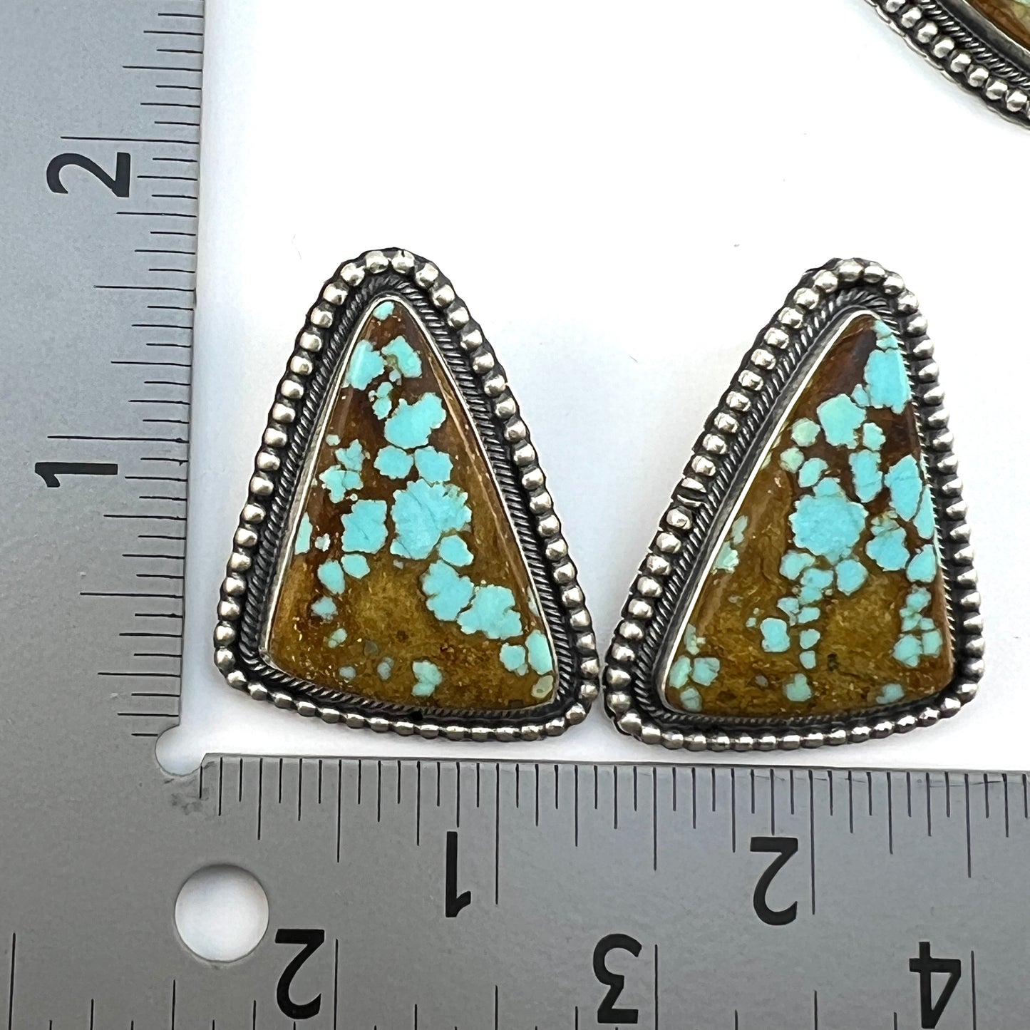 #8 Turquoise Station Necklace Earrings Set Sterling Silver Navajo Darrin Livingston 642