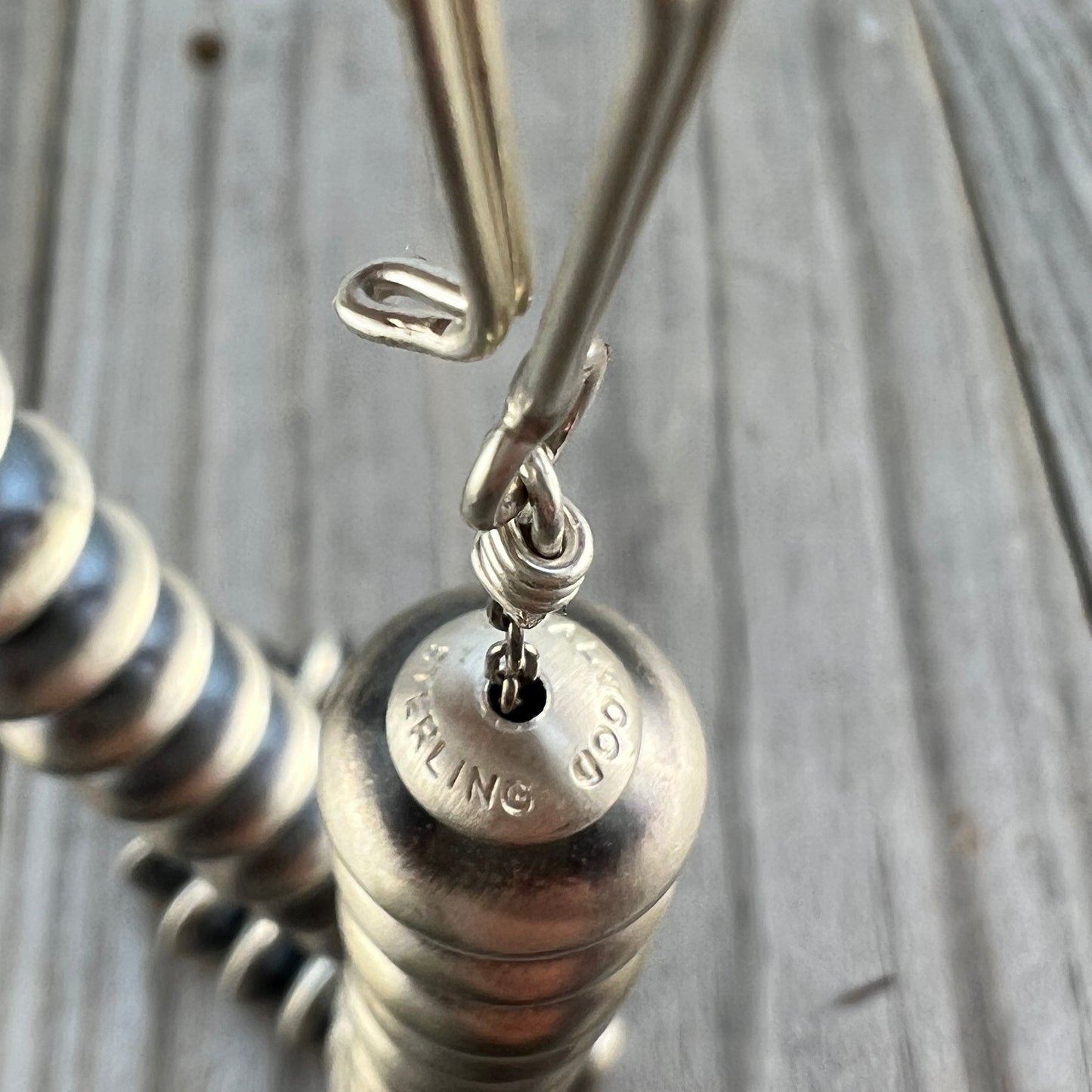 20" Sterling silver Navajo handmade 14mm saucer bead Pearl necklace Bryannen Halwood 693