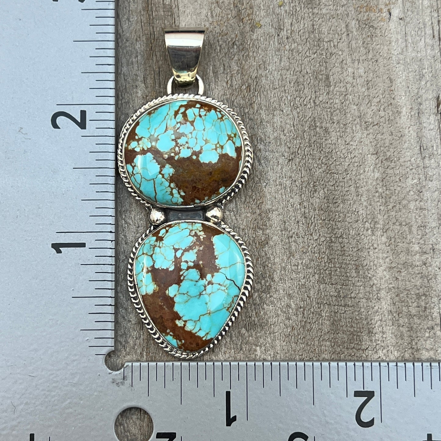 Natural #8 turquoise pendant Burt Francisco Sterling Silver Navajo Handmade 572