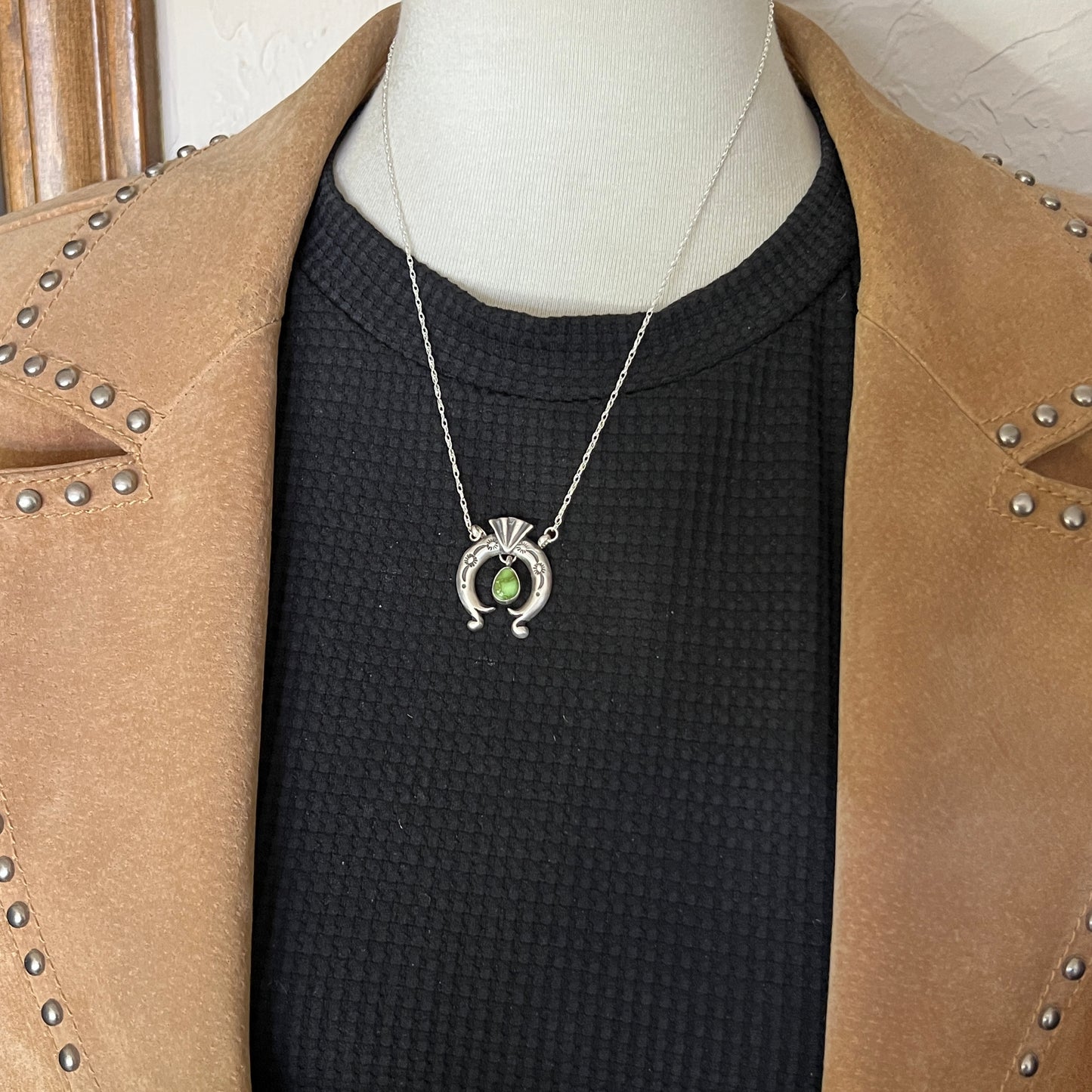 18 1/2" Sonoran Turquoise Naja Necklace Sterling silver Navajo Verley Betone 651