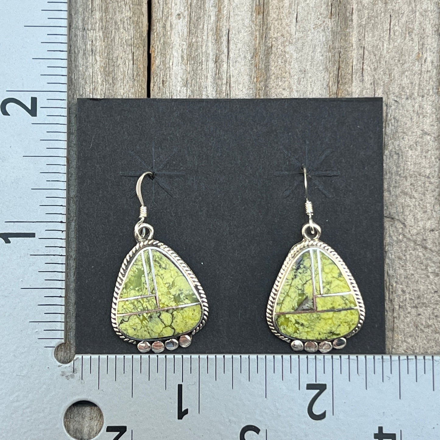 Modern Green Serpentine inlay Earrings Sterling Silver James Manygoats Navajo 670