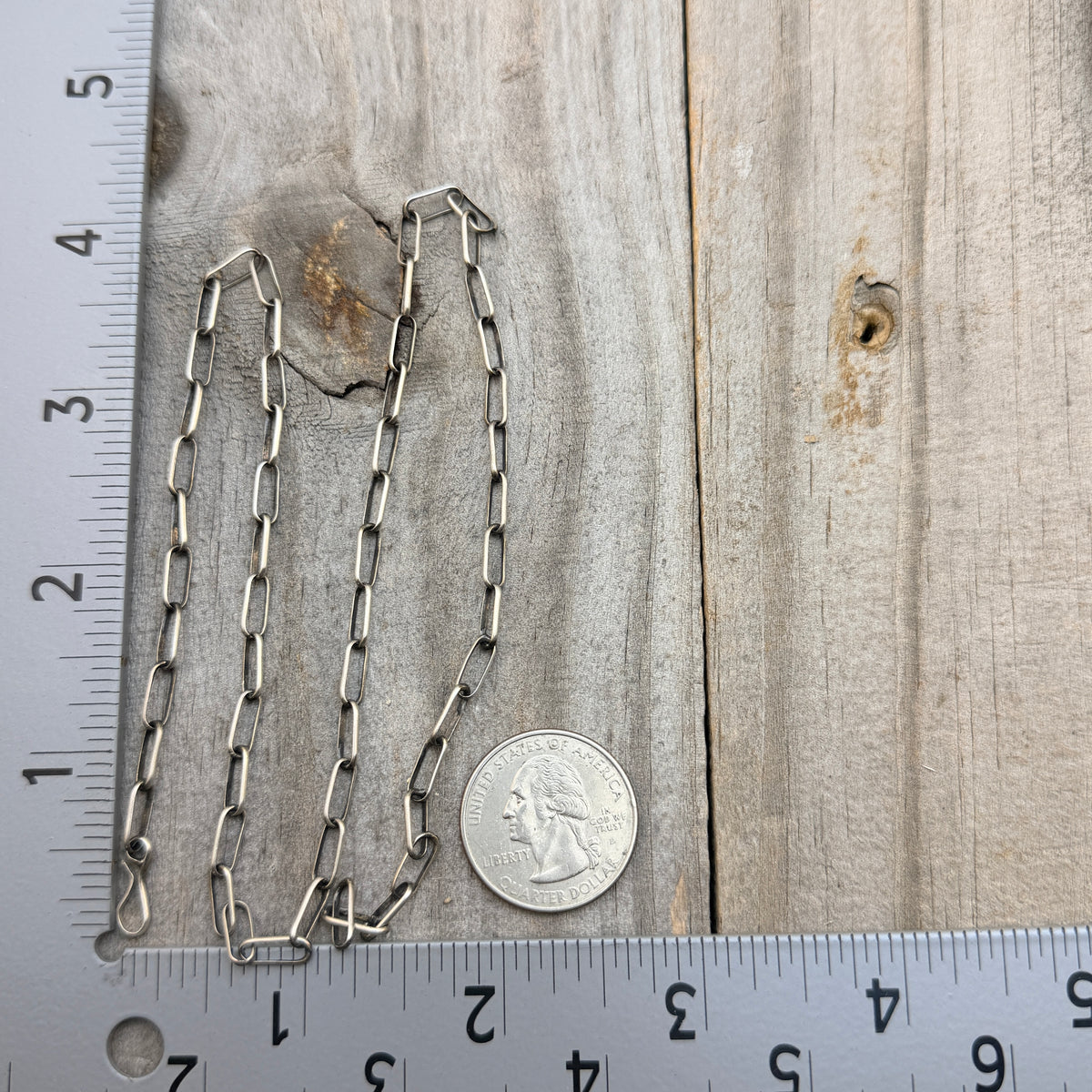 18" Sterling Silver Navajo Handmade Paper Clip Link Chain necklace Sally Shurley CH3-18