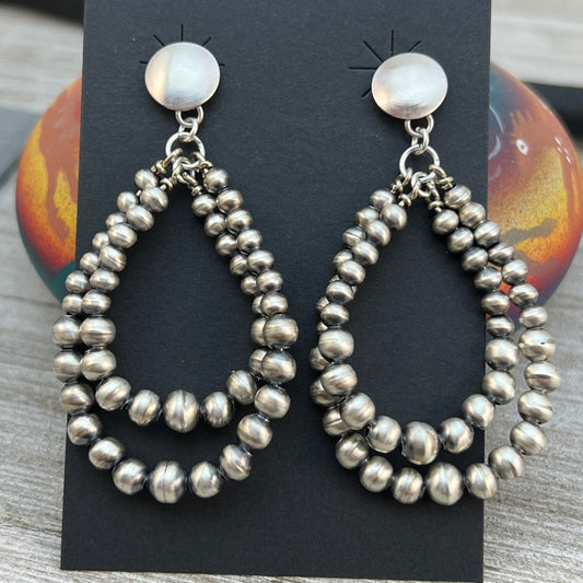 Sterling silver handmade Navajo Pearl Earrings, authentic Navajo handmade Amanda Larry